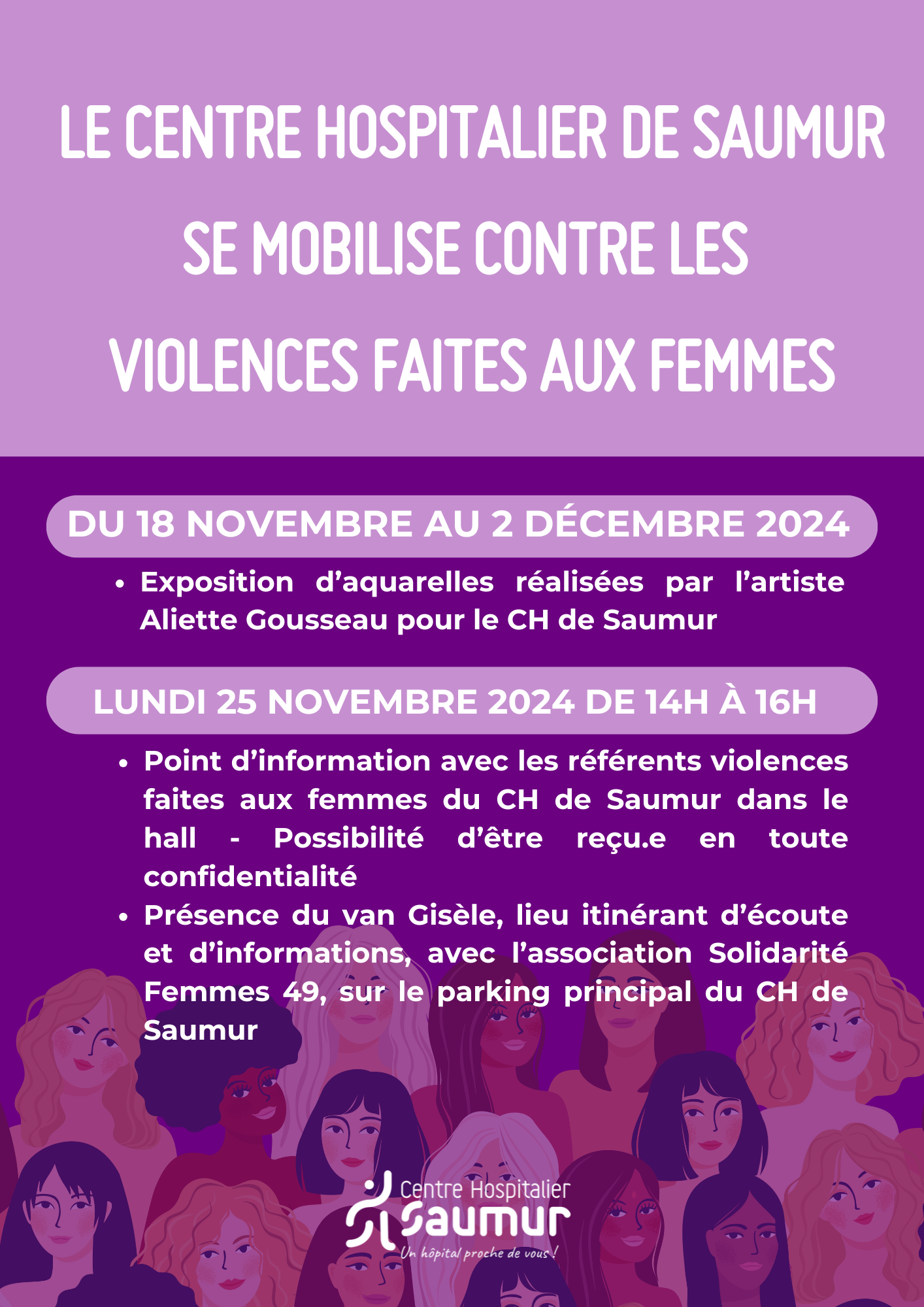 Affiche 25 novembre 2024 violences faites aux femmes - CH Saumur.png